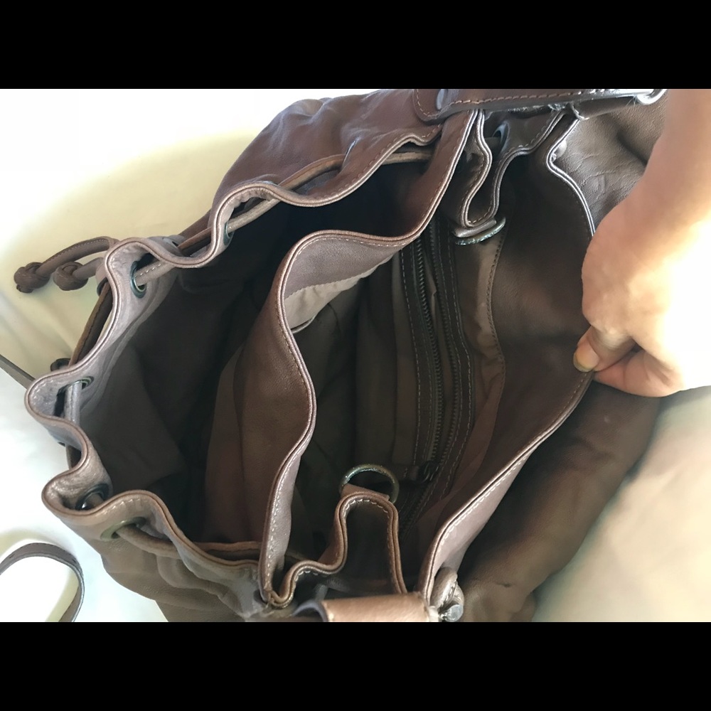 Gerard Darel French brown leather besace bandoulière saddle crossbody handbag - Picture 2 of 5